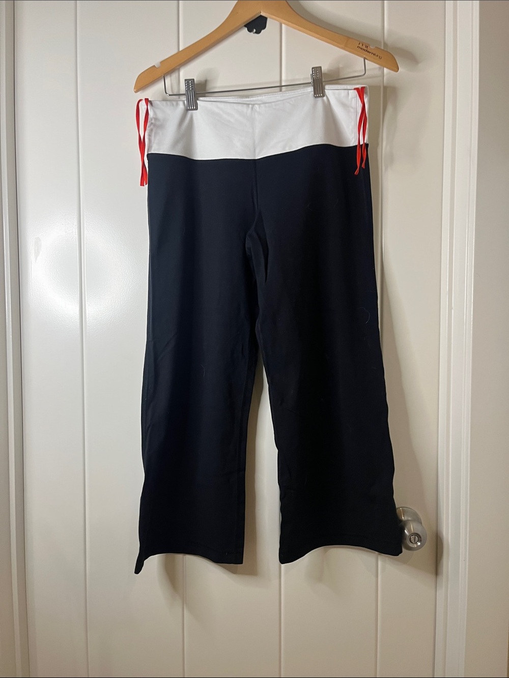 lululemon athletica Black and White Track Pants with Red Drawstrings